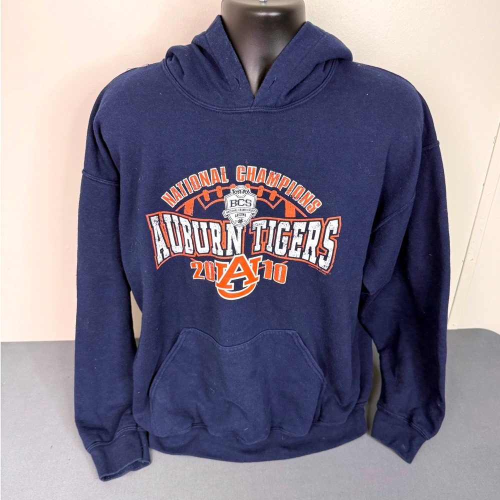 Gildan Hoodie Mens L Auburn Tigers 2010 BCS National Champions Blue Heavy Blend